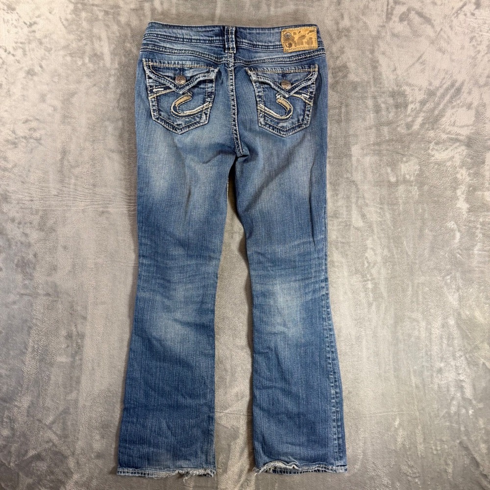 Silver Jeans Suki Surplus Bootcut Jeans Women's Size 27x32 Blue Denim Distressed - Picture 2 of 8